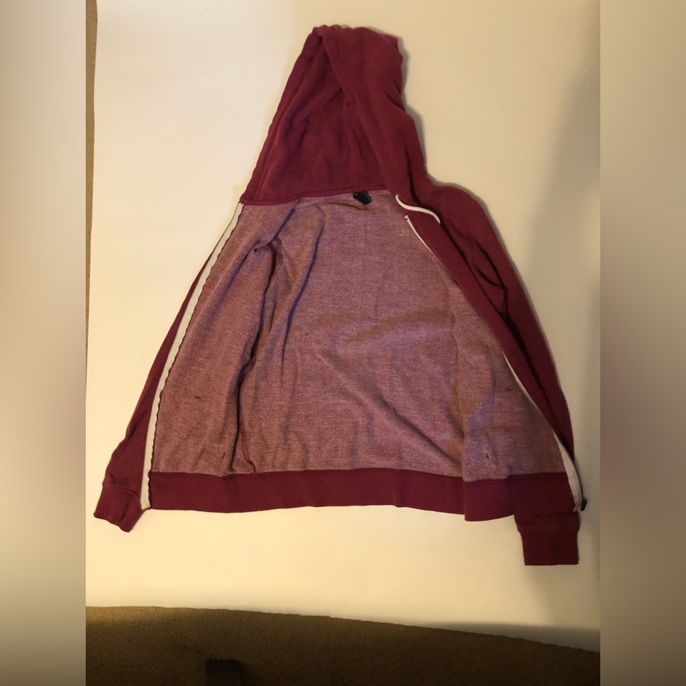 Small pink lightweight zip up sweatshirt